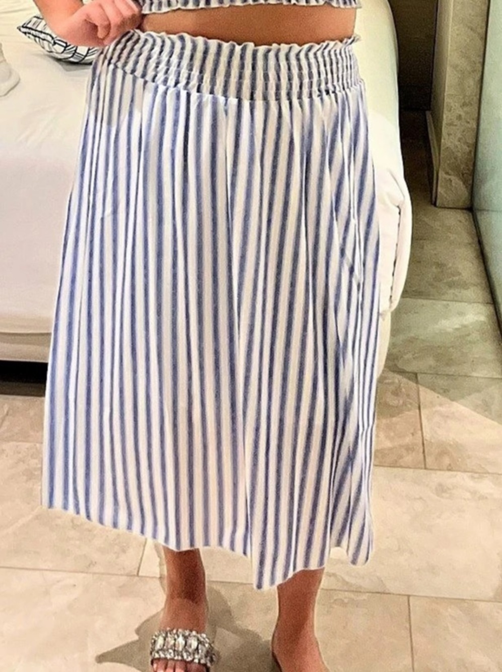 Blue & White Striped Matching Set
